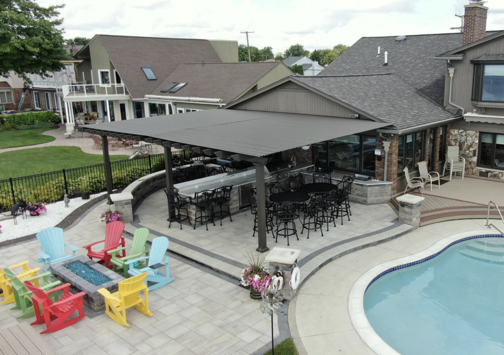 Attached pergolas can blend in with the architecture of your home and extend your outdoor living area.